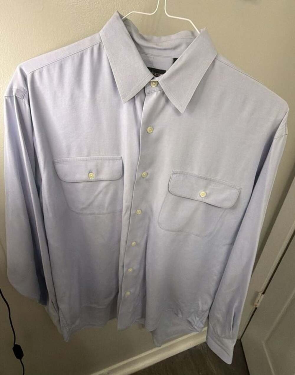 Joseph & Lyman Mens M Silk Cotton Shirt Light Blue Button Up Double Pocket